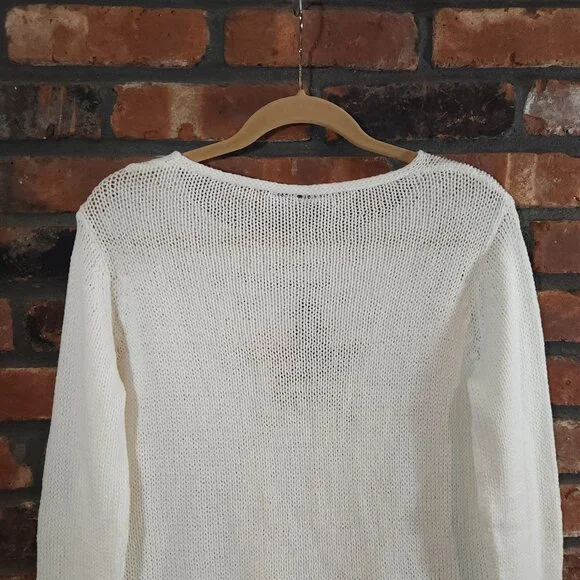 Wooden Ships Open Knit American Flag Star Sweater USA Patriotic Women's S/M - Picture 8 of 9